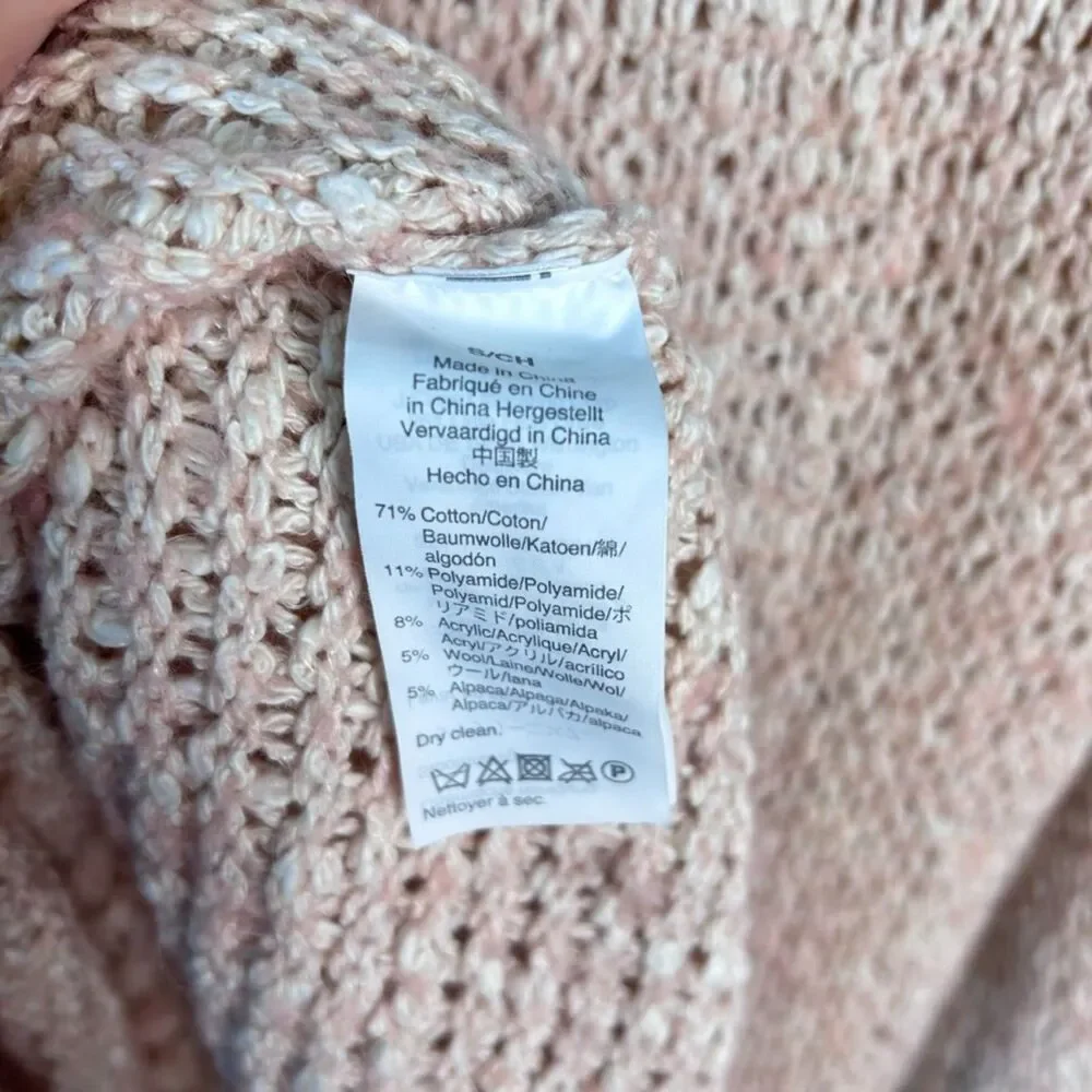 Madewell Women's Peach Pink Cotton Blend Marled Chunky Knit LS Sweater Size S